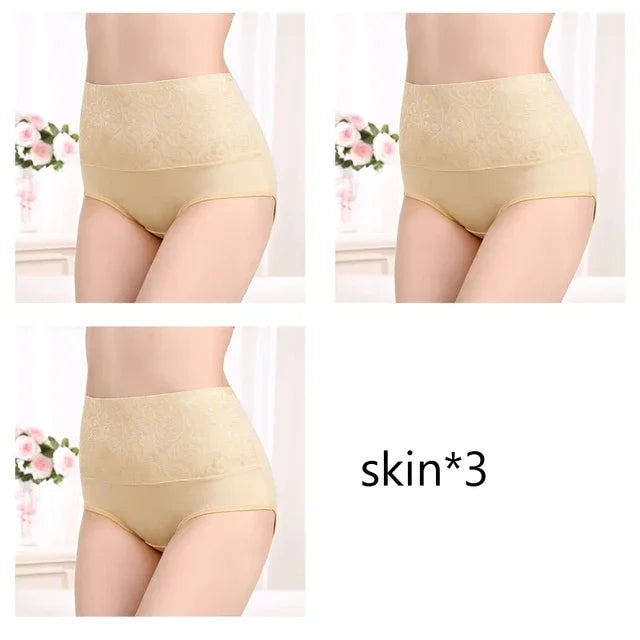 High-Waist Tummy Control Cotton Briefs 3-Pack