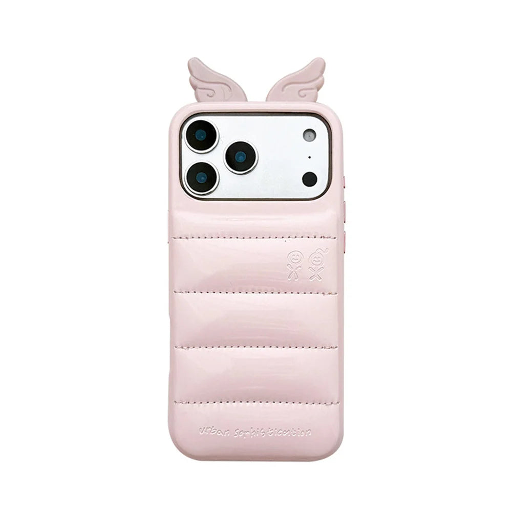 Cute 3D Wing & Devil Horns Puffer Leather Phone Case
