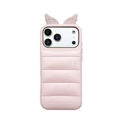 Cute 3D Wing & Devil Horns Puffer Leather Phone Case