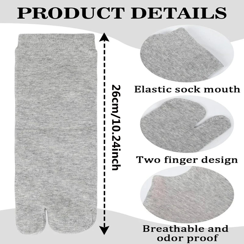 Unisex Japanese Style Cotton Tabi Two-Finger Socks