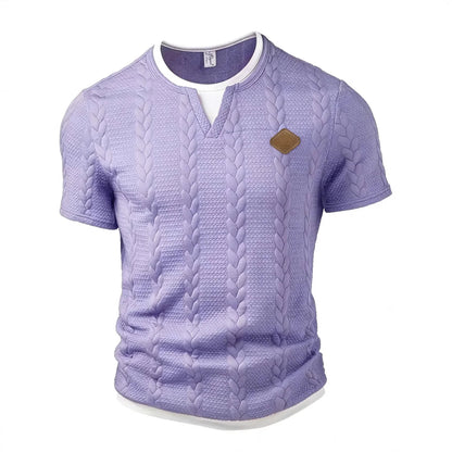 Men's Casual Striped Slim-Fit V-Neck Short Sleeve T-Shirt