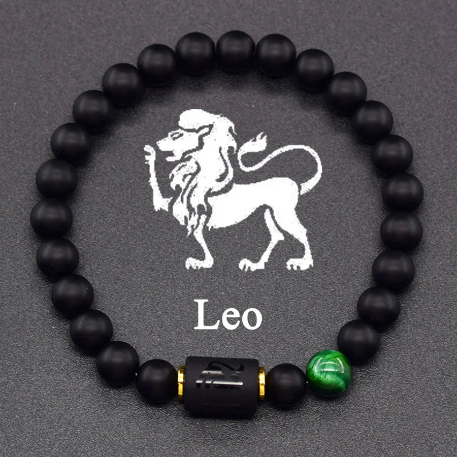 Natural Tiger Eye 12 Zodiac Bead Bracelet