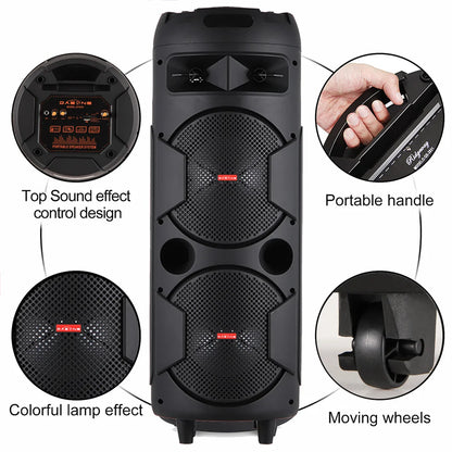 6000W Heavy Bass Bluetooth Party Speaker – Portable Outdoor Karaoke Sound System with RGB Lights & Microphone