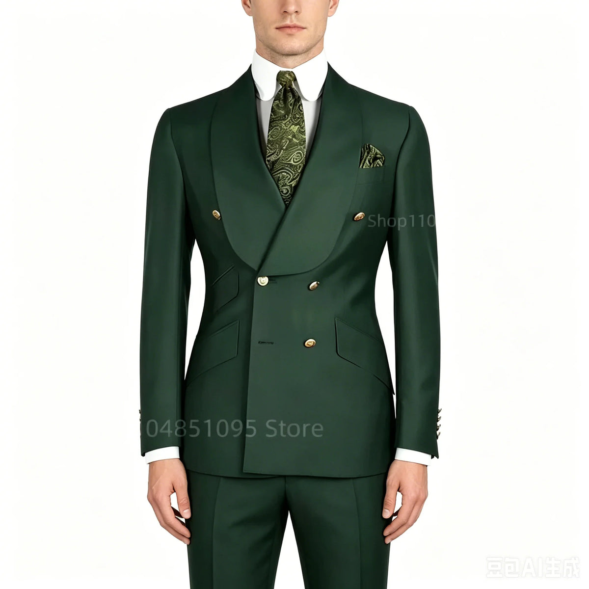 Men's Formal Double-Breasted Business & Wedding Suit Set