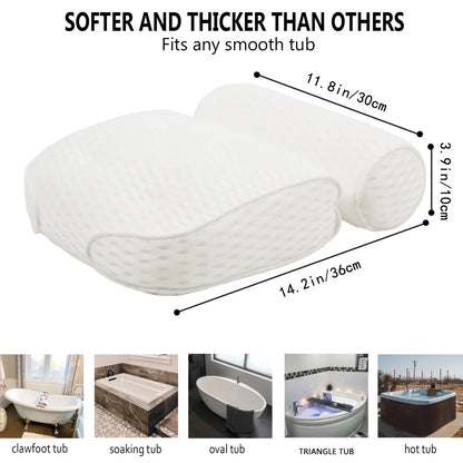 Spa Bathtub Pillow with Anti-Slip Suction Cups