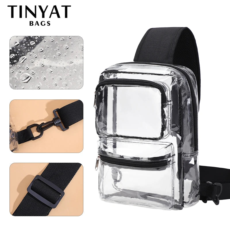 TINYAT Clear PVC Crossbody Sling Bag for Travel & Events