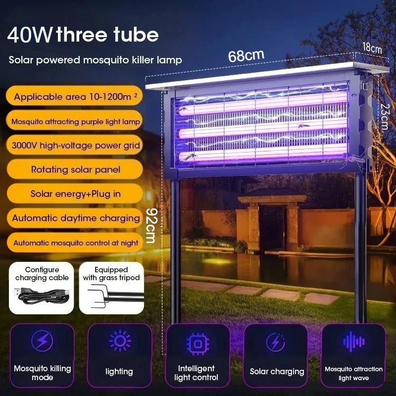 JOYINLED Solar Powered Waterproof Mosquito Killer Lamp and Outdoor Garden Light