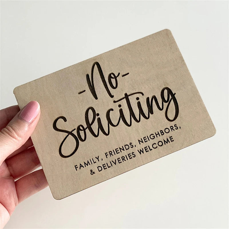 Wooden No Soliciting & Do Not Disturb Privacy Door Sign