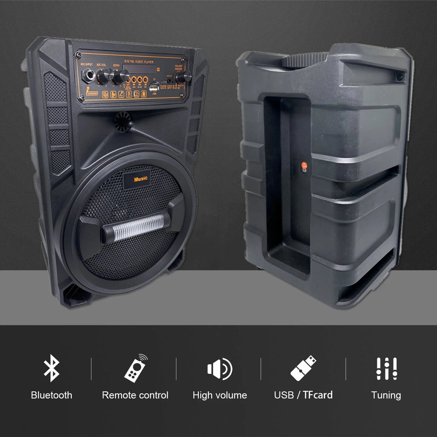 Portable Bluetooth Party Speaker with Subwoofer & Mic