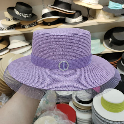 Woolen Rhinestone Solid Color Basin Hat