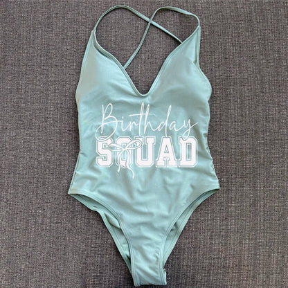 Padded One Piece Swimsuit Birthday Bathing Suit