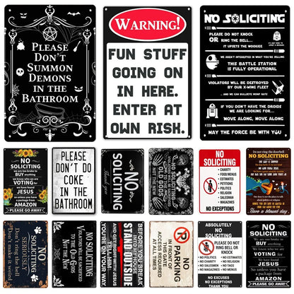Funny No Soliciting Vintage Metal Tin Sign