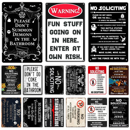 Funny No Soliciting Vintage Metal Tin Sign