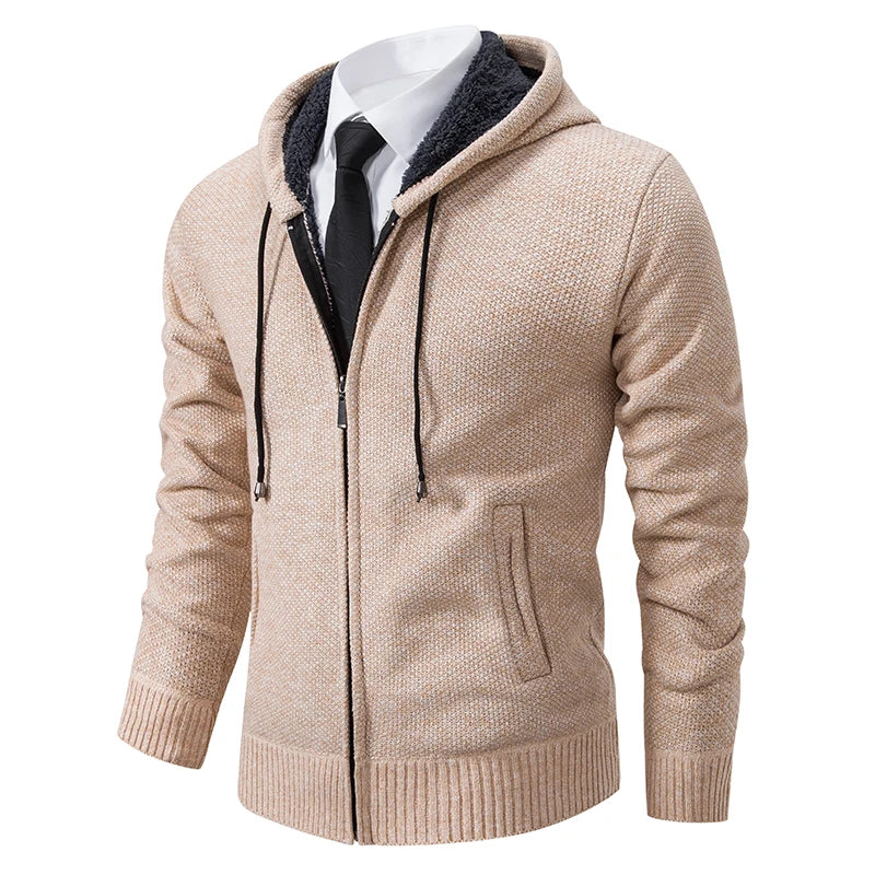 Men's Fleece Stand Collar Zip-Up Sweater Jacket