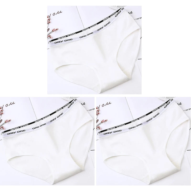 3-Pack Women's Pure Cotton Mid-Waist Briefs