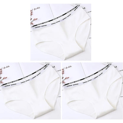 3-Pack Women's Pure Cotton Mid-Waist Briefs