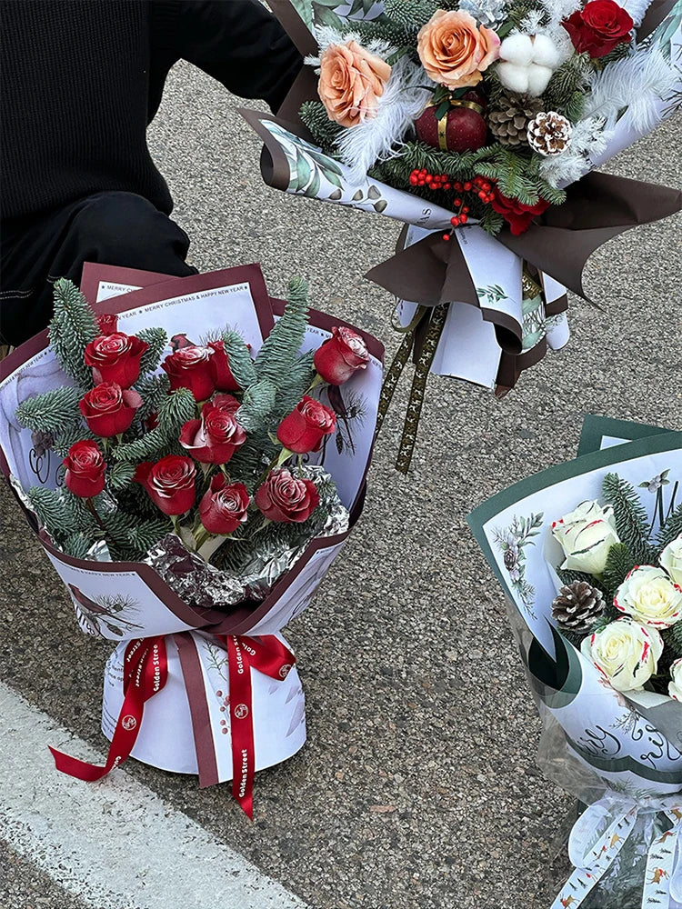 10pcs Christmas Wrapping Paper For Flowers
