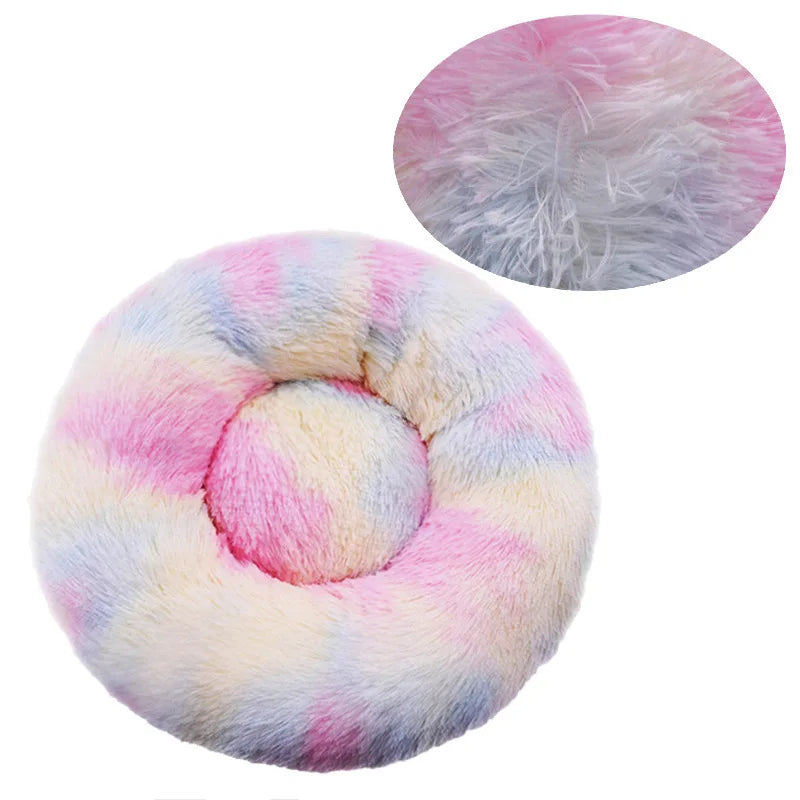 Round Warm Plush Washable Pet Bed