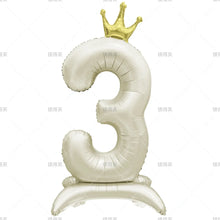 42" Colored Number Stand Foil Balloons with Crown Figures