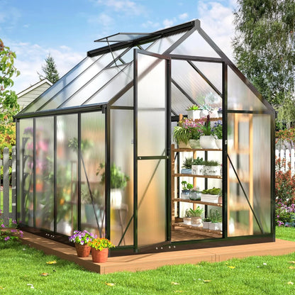 10X18FT Polycarbonate Greenhouse with Roof Vent