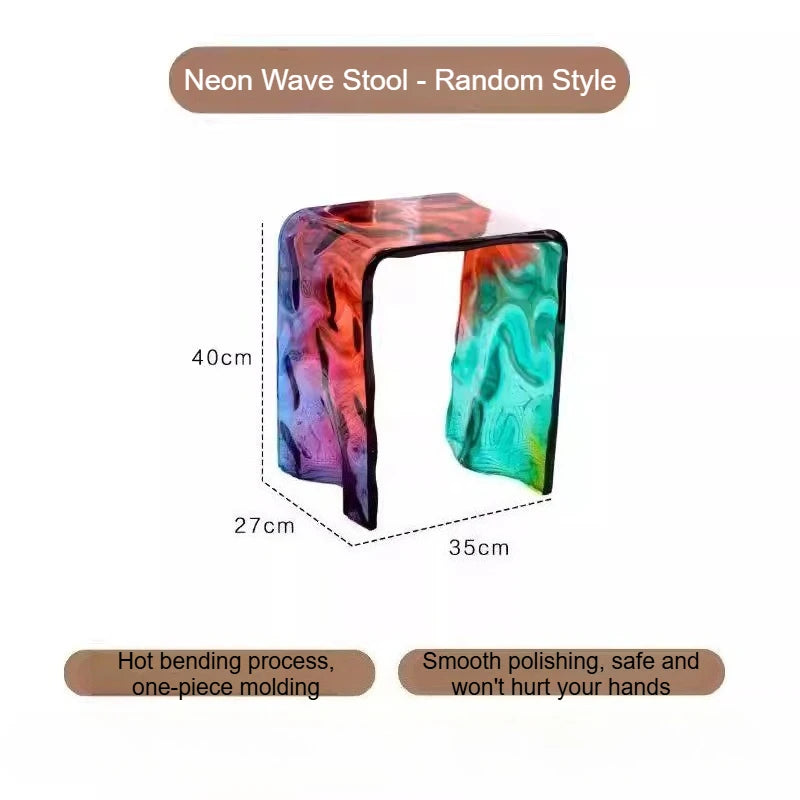Modern Rainbow Acrylic Stool & Transparent Colorful Accent Bench