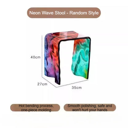 Modern Rainbow Acrylic Stool & Transparent Colorful Accent Bench