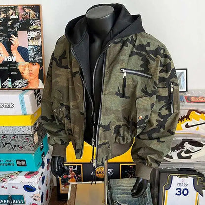 Camouflage Hooded Jacket with Hat