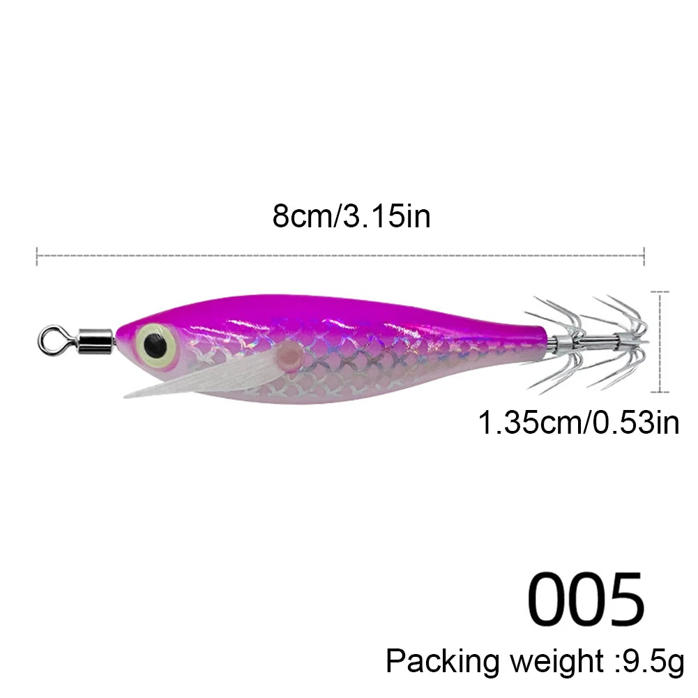 Luminous 80mm Squid Jig Hook Fishing Lures (Artificial Hard Bait)