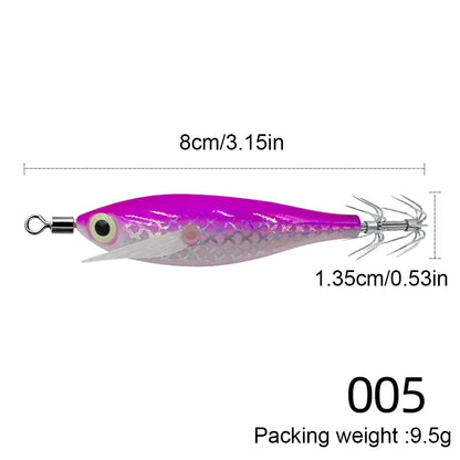 Luminous 80mm Squid Jig Hook Fishing Lures (Artificial Hard Bait)