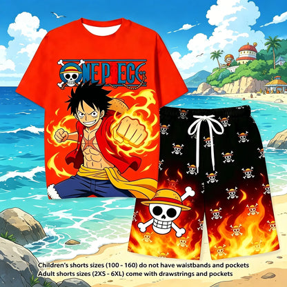 Anime One Piece Luffy 3D Print T-Shirt & Shorts Set