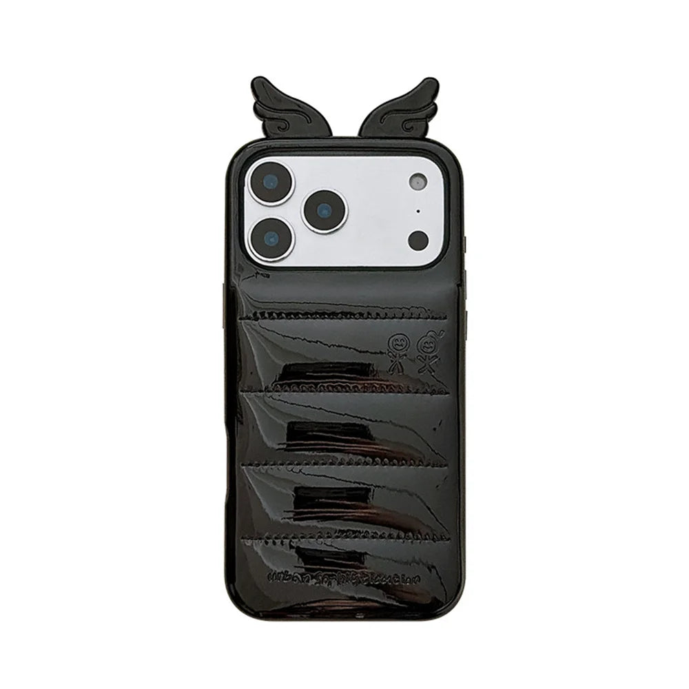 Cute 3D Wing & Devil Horns Puffer Leather Phone Case
