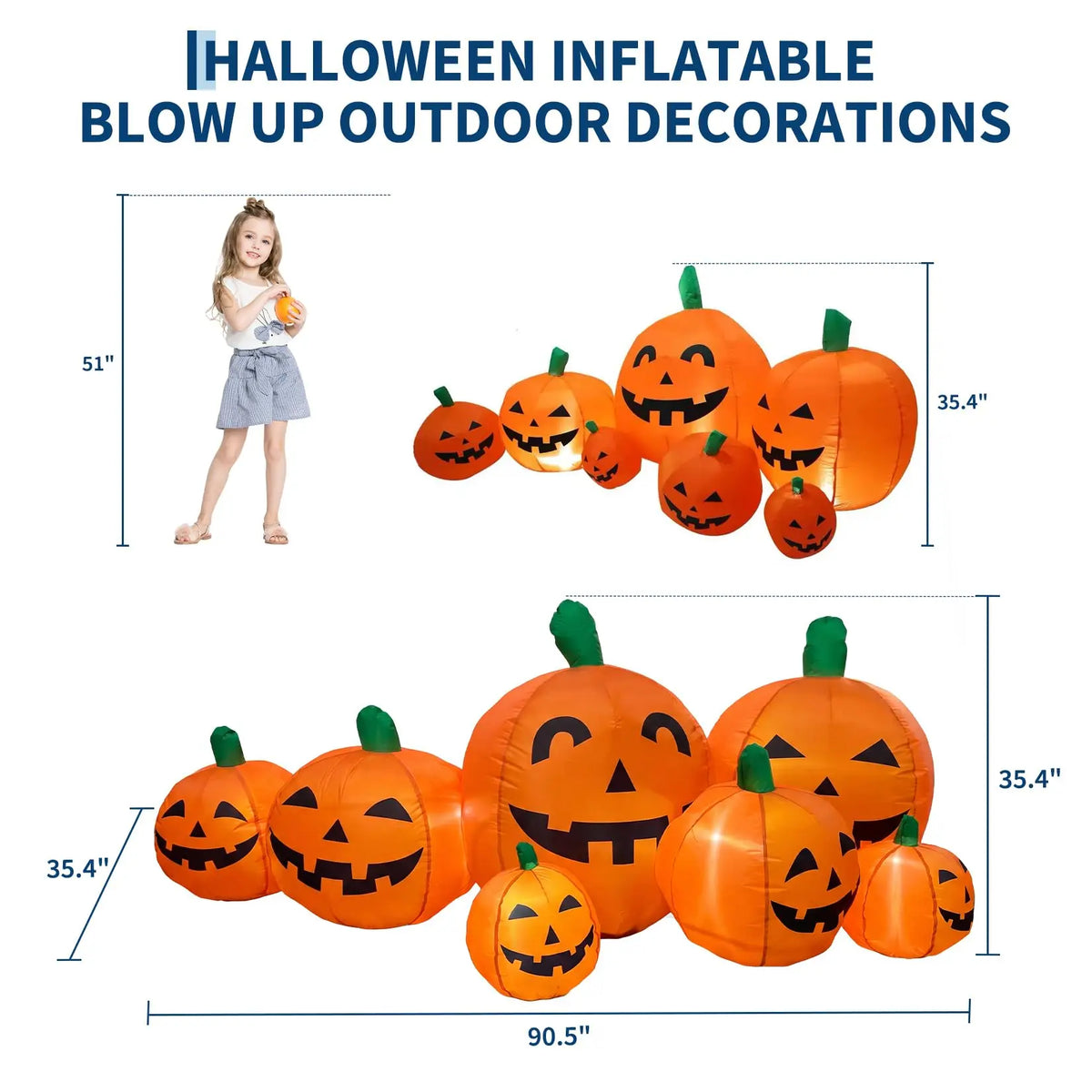 7.5FT Halloween Pumpkin Inflatable Outdoor Toy with Built-In LED Lights