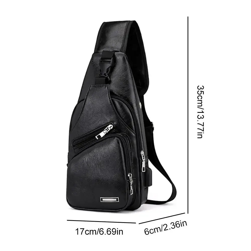 Men's Casual Microfiber Leather Crossbody Sling Chest Bag
