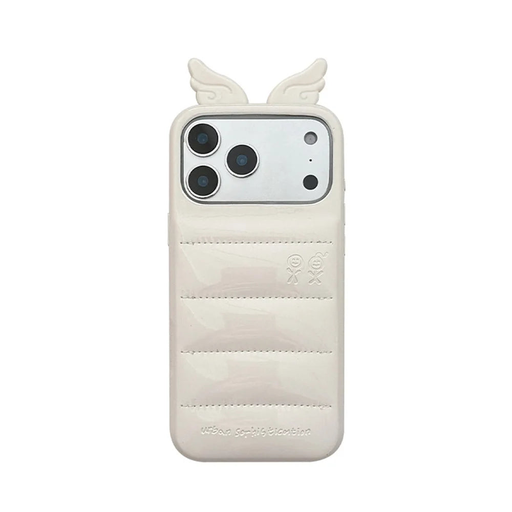Cute 3D Wing & Devil Horns Puffer Leather Phone Case