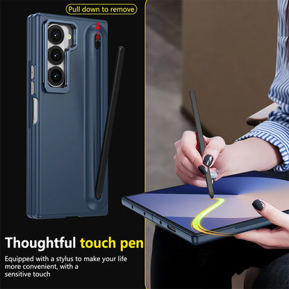 Samsung Galaxy Z Fold Metal Lens Stand Case with S Pen Holder & Tempered Glass Screen Protector