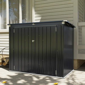 80 Cu. Ft Outdoor Trash Can Storage Shed w/Lockable Doors & Waterproof Lid Chain