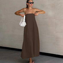 Cotton Linen Strapless Dress with Exposed Back