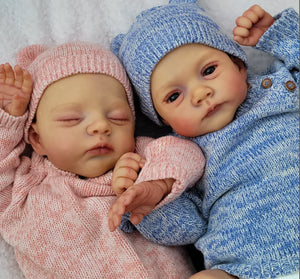 19 Inch Lifelike Reborn Lily & Irys Twins Soft Body Baby Dolls
