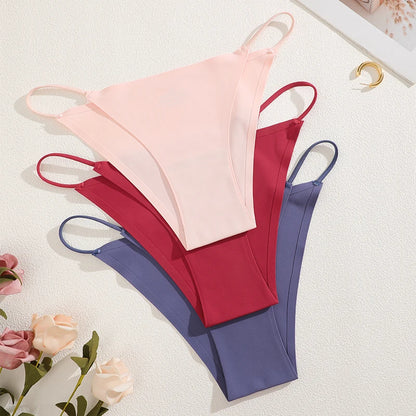 FINETOO 3Pcs Seamless Thin Strap Briefs