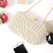Elegant Fashionable Beaded Clutch Bag with Long Chain