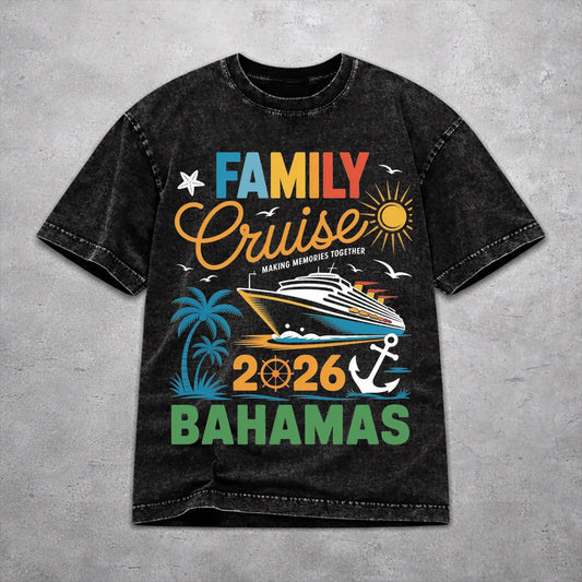 Family Cruise 2026 Washed Vintage Cotton T-Shirt