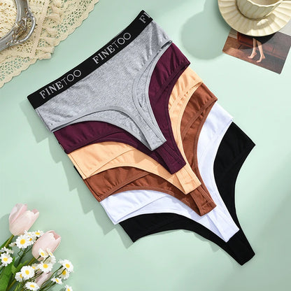 FINETOO 8-Pack Women's High-Cut Soft Cotton Thongs