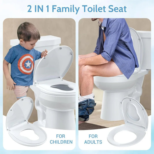 Slow Close Universal Toilet Seat with Anti-Bacterial Quiet Lid and Top Fixing