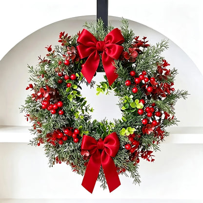Artificial Red Berry Christmas Wreath with Bow