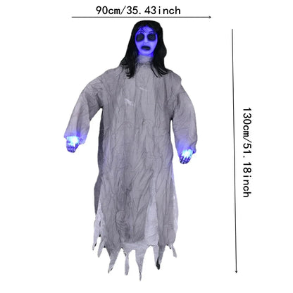Spooky Halloween Hanging Ghost Decor – Creepy Tattered Linen Grim Reaper Prop for Haunted House, Yard & Party Decor