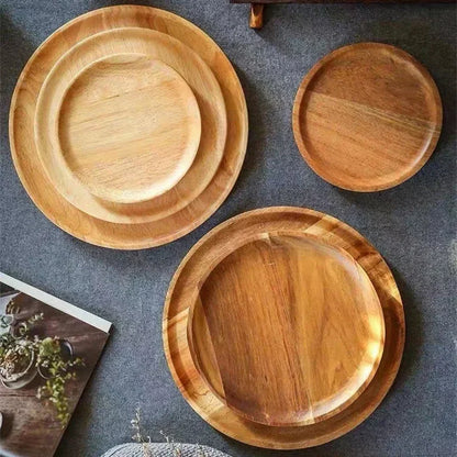 Wooden Round Serving Platter Tray