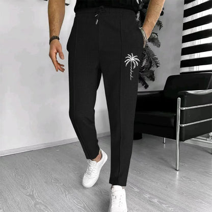 Men's Slim Fit Waffle Knit Athletic Jogger Pants with Pockets