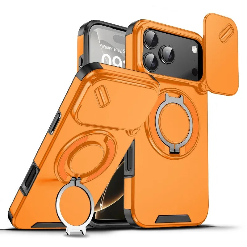 Heavy Duty Rugged Armor Magnetic Bracket Case For iPhone