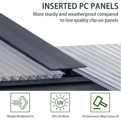 8x16 ft Polycarbonate Greenhouses with 4 Adjustable Roof Vents