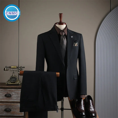 Men's Single-Breasted Slim Fit 2-Piece Formal Business Suit Set
